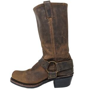 FRYE 12R Harness Square Toe Leather Distressed Brown Boots 6.5